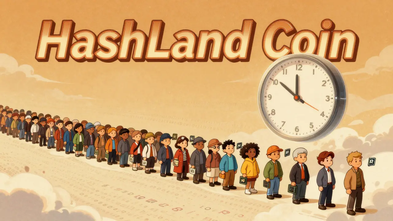 One thousand figures queue in binary code, each holding an NFT badge under a ticking clock.