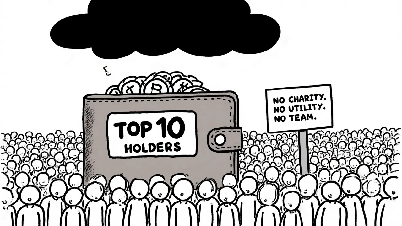 A small crowd of wallets staring at a giant wallet controlling nearly half of all WOJ tokens.