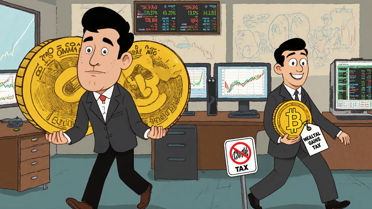 A professional trader burdened by heavy income taxes vs. a free private investor with crypto.