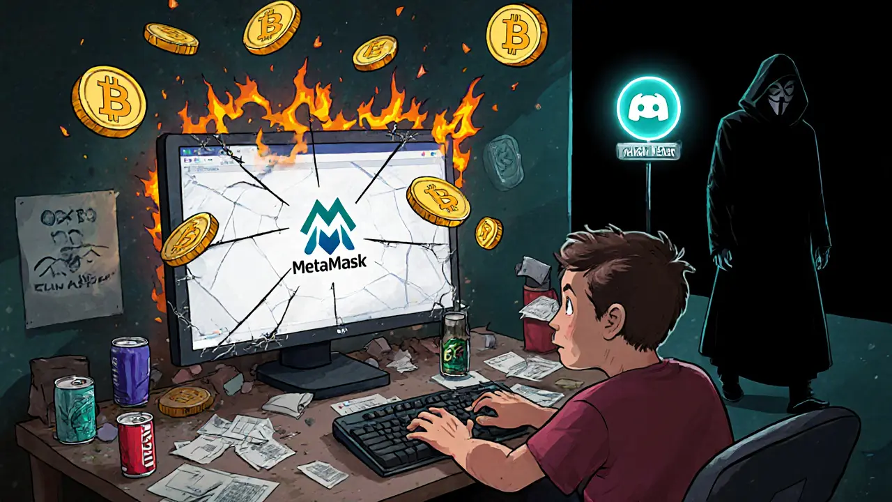 A player struggling to migrate tokens as PIKA burns away, with a shadowy figure leaving.