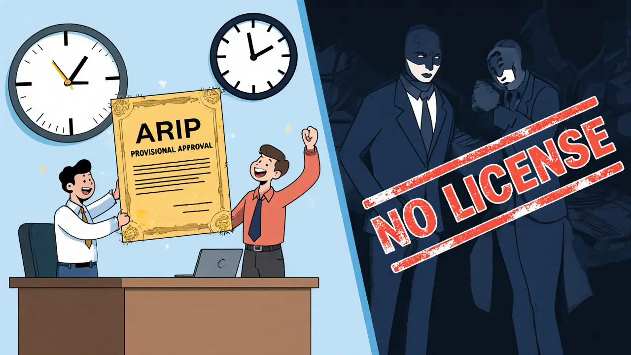 Startup celebrates ARIP approval while unlicensed platform is shut down by regulators.