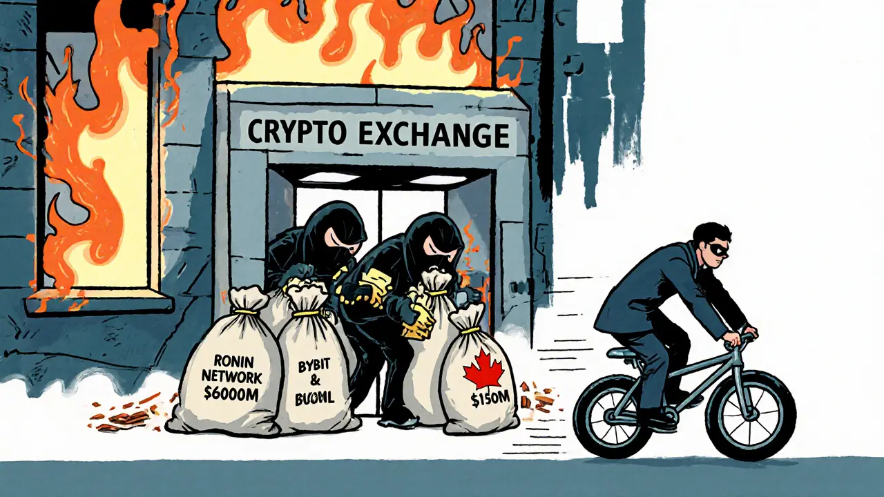 Hackers stealing millions from a flaming crypto exchange while sanctions fail behind them.