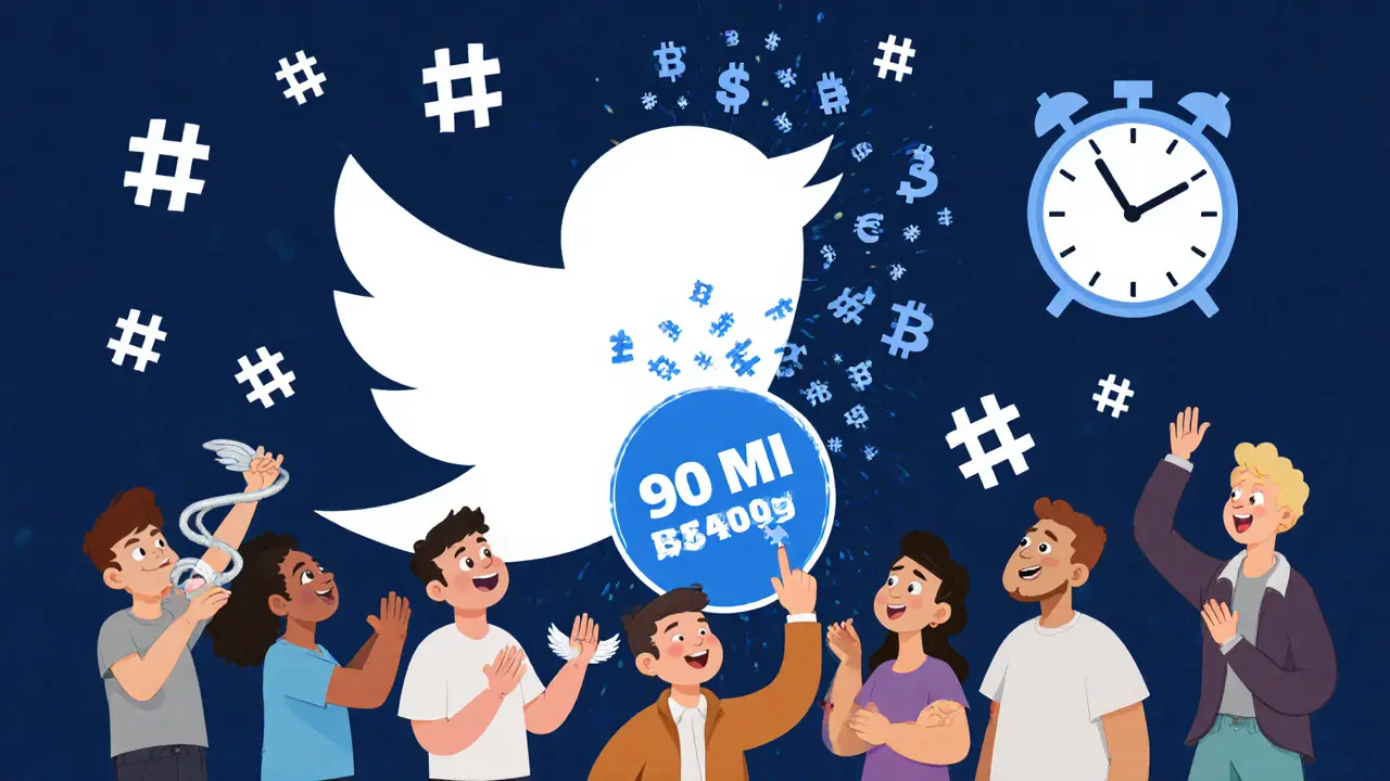 Cartoon characters receiving RACA tokens from a Twitter bird, one holding a flying Metamon NFT.