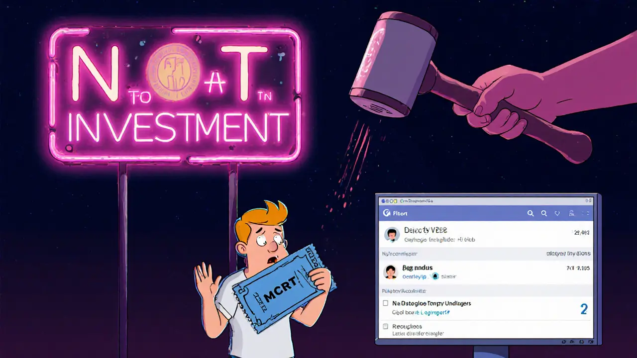 Speculator holding MCRT token as SEC hammer looms over empty Discord server.