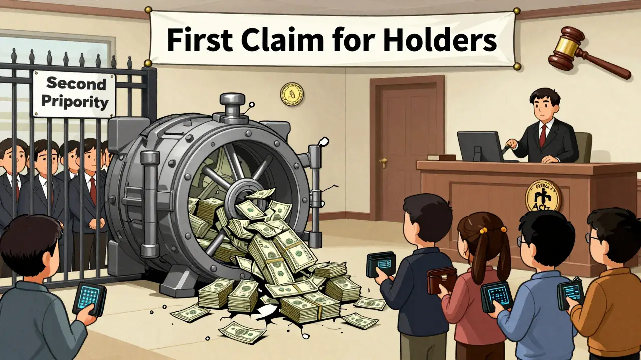 Bankrupt stablecoin issuer's assets flowing to holders first, creditors blocked behind gate