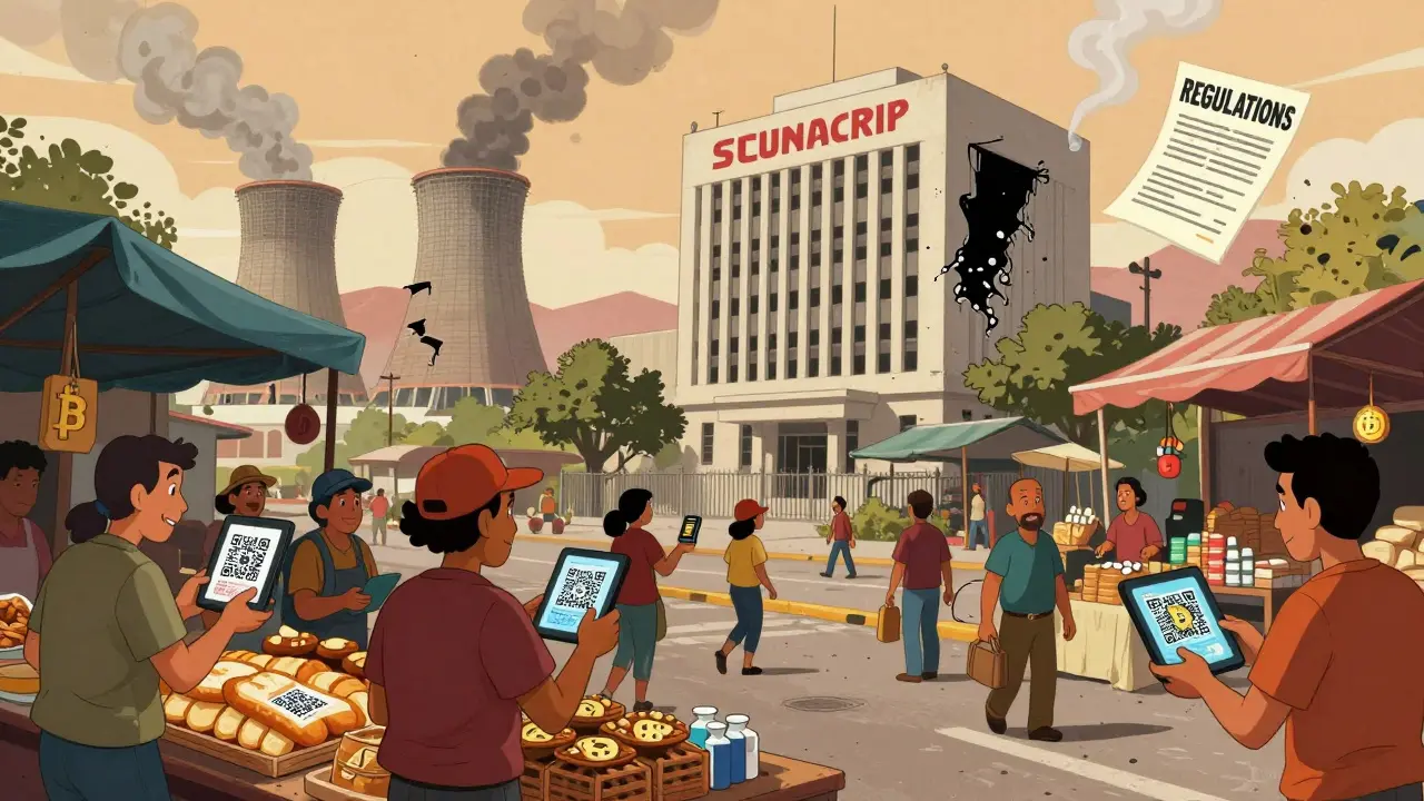 Venezuelans trade crypto for food while abandoned government office decays in background