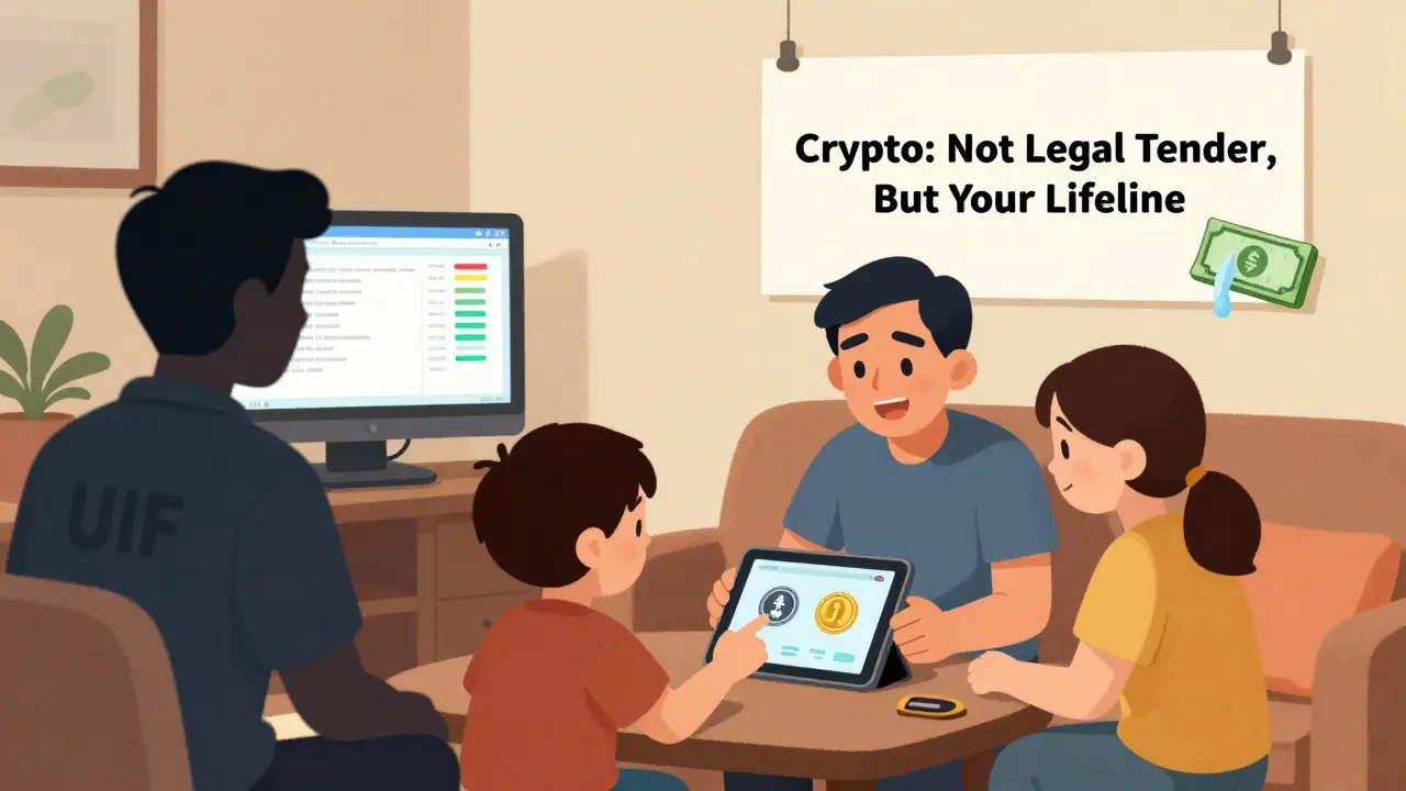 A family sends stablecoins via a non-custodial wallet while regulators monitor transactions.