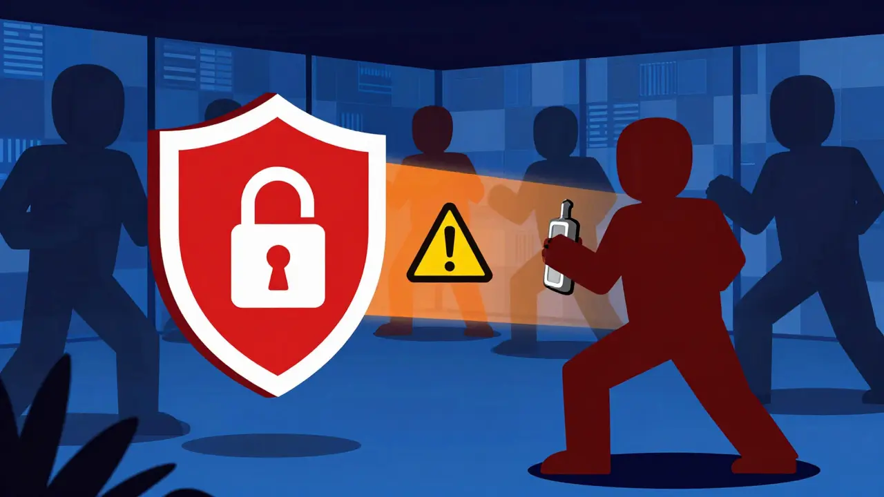 Shield protects users from online threats in cartoon style