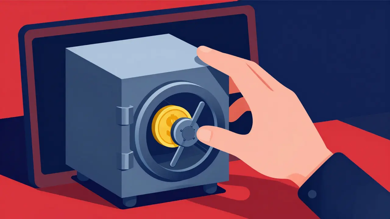 A mischievous hand reaching from a screen to unlock a digital vault in UPA style.