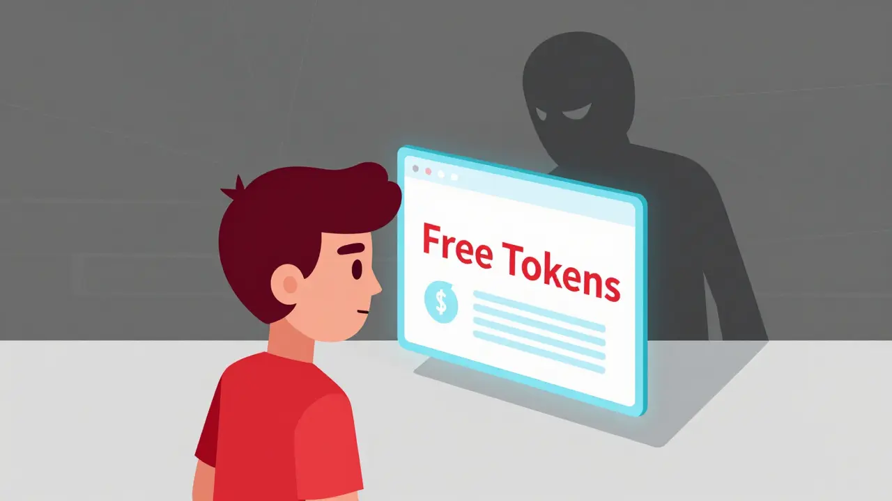 A person questioning a suspicious digital offer with a hidden figure in UPA style.