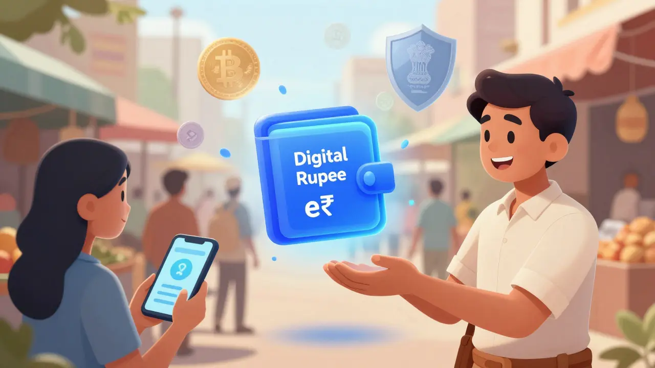 Digital Rupee wallet accepted by merchant in market