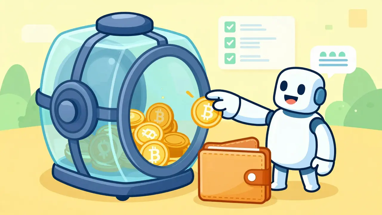 Secure vault pushing tokens to a wallet, symbolizing legit airdrops