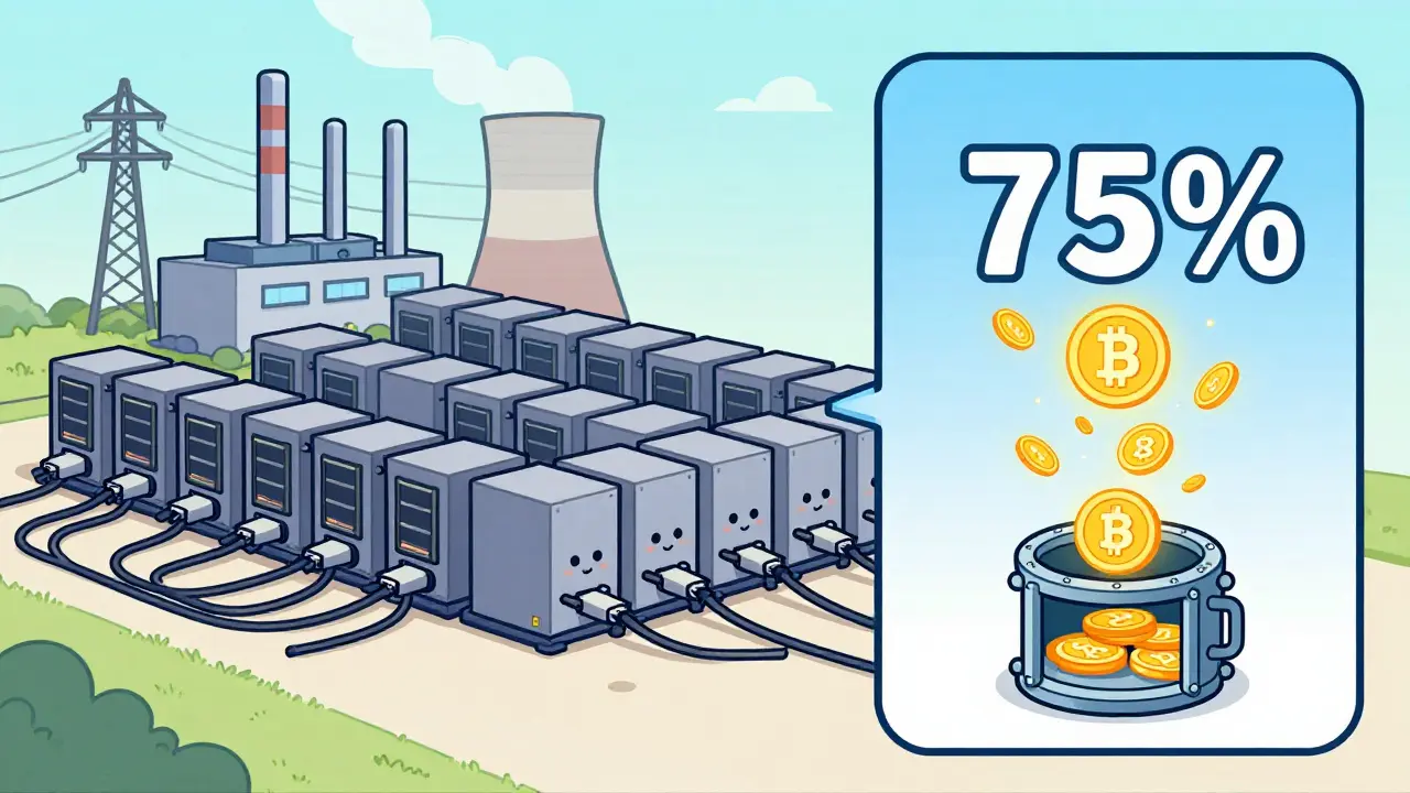 Mining facility connected to power grid and exchanges