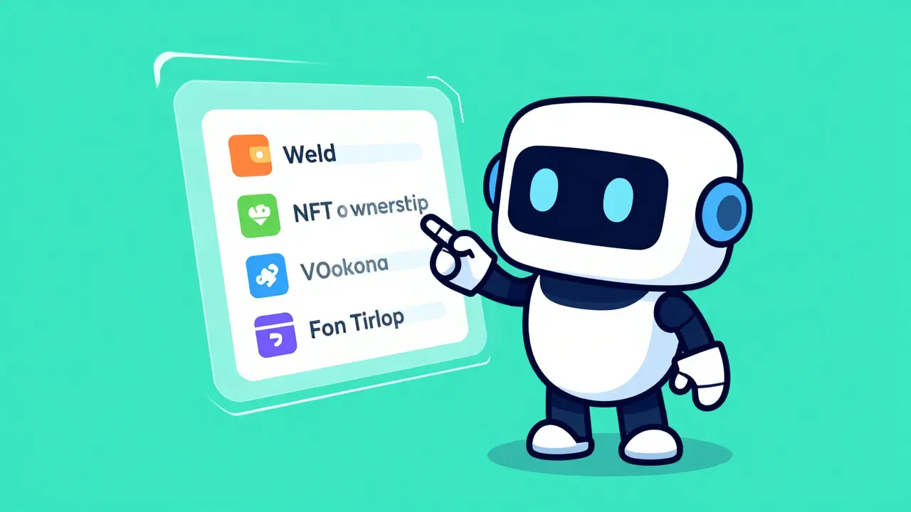 Robot checking eligibility steps on a holographic screen