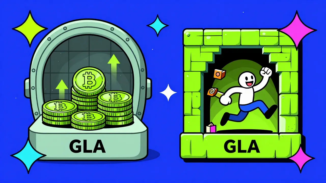 Split view of staking tokens vs playing dungeon games