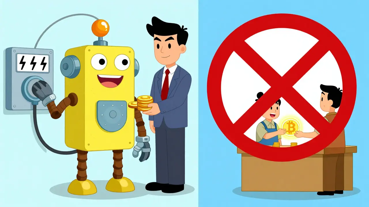 State-approved mining vs banned retail crypto payments