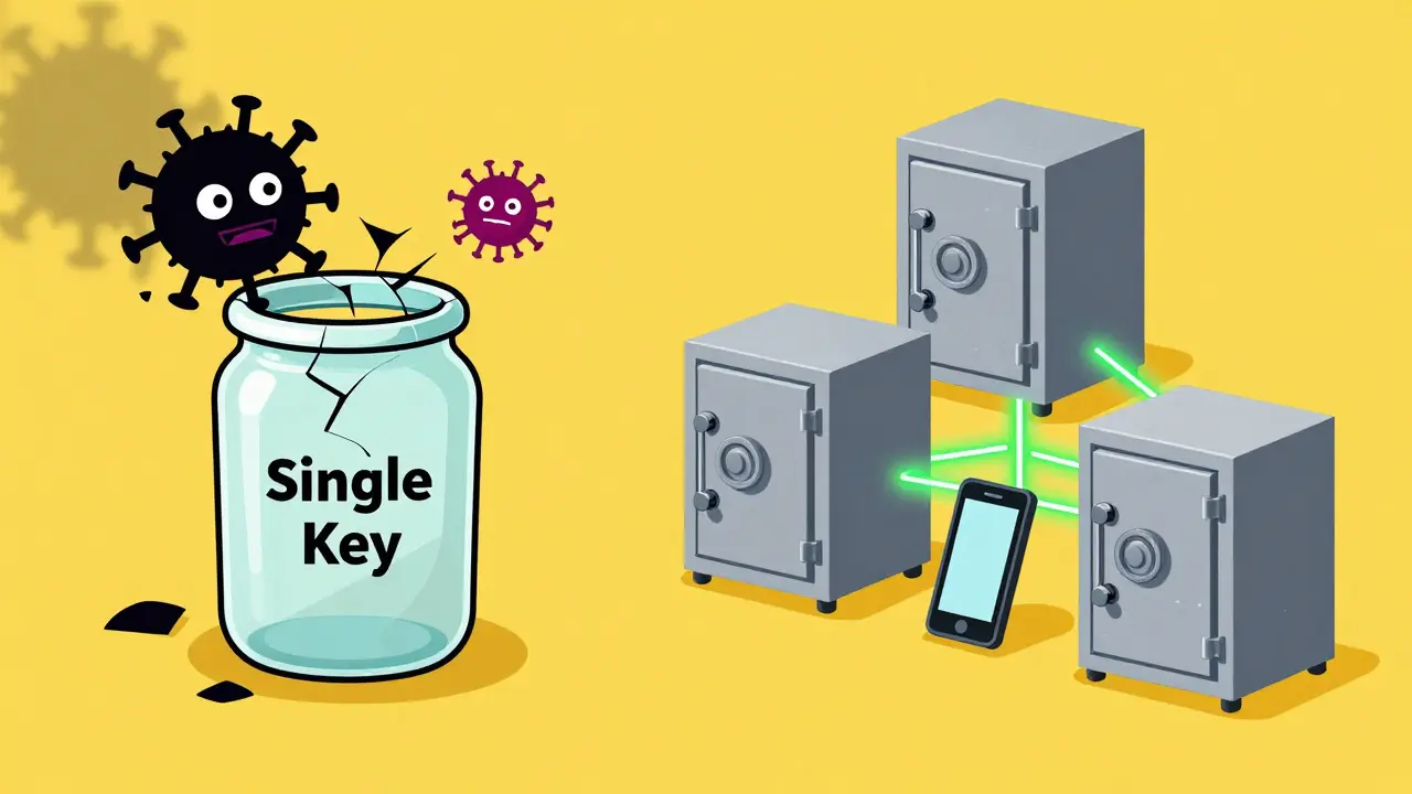 Comparison of fragile single key vs three secure separate safes