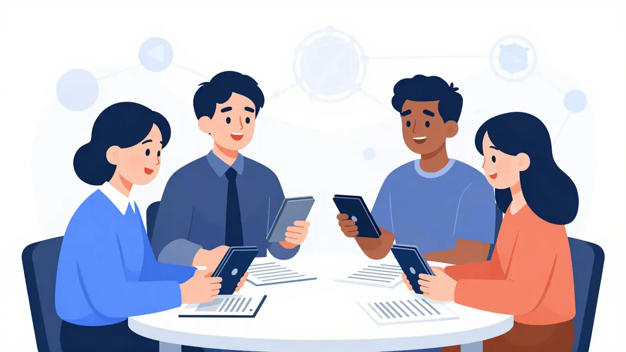 Diverse users collaborating to set up hardware wallet security