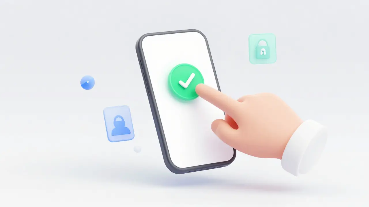 Illustration of a hand tapping a digital wallet confirmation