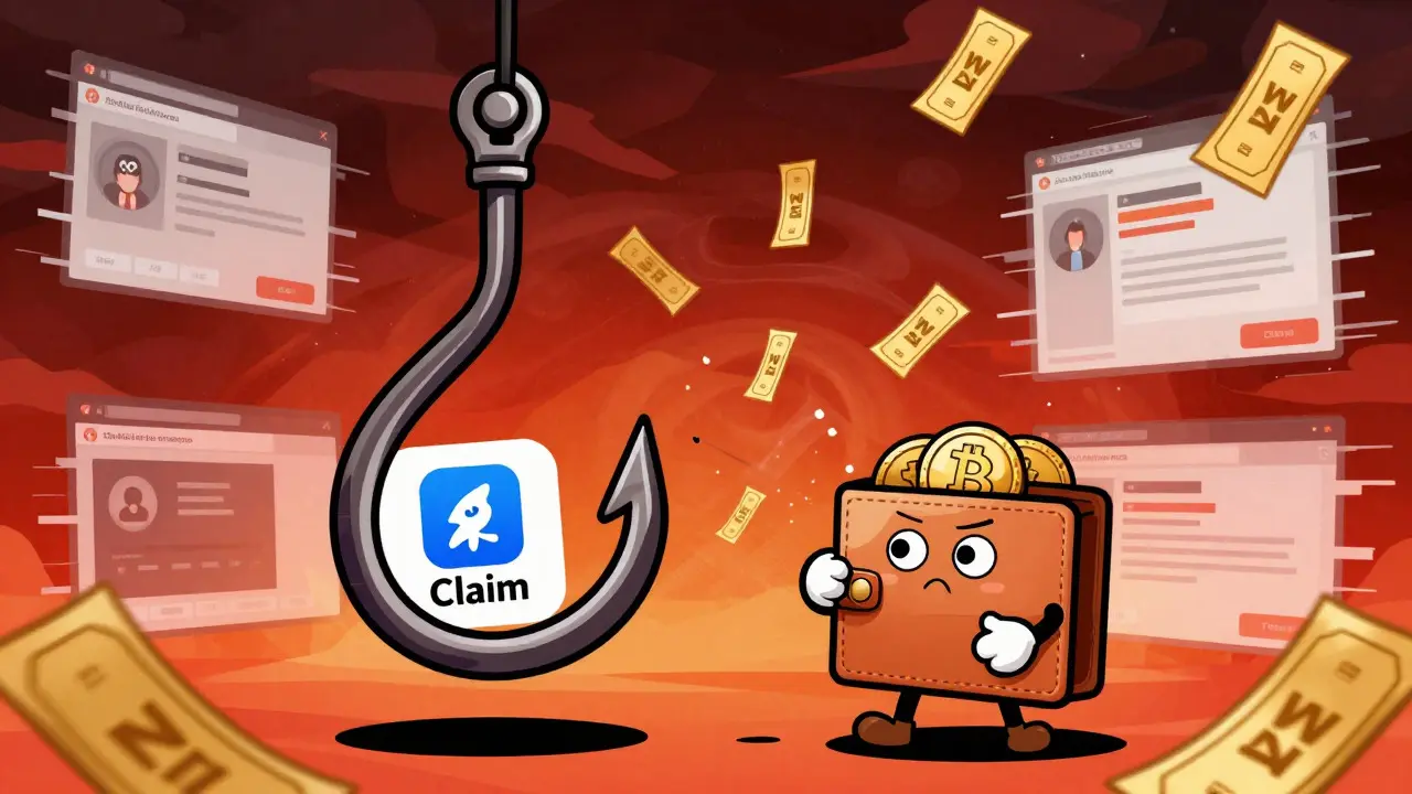 Phishing hook targeting a crypto wallet in a stormy sky