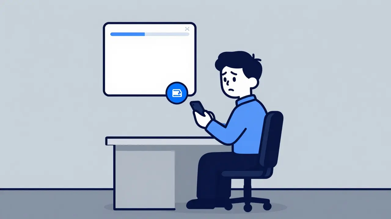 Cartoon trader struggling with a simple mobile crypto interface
