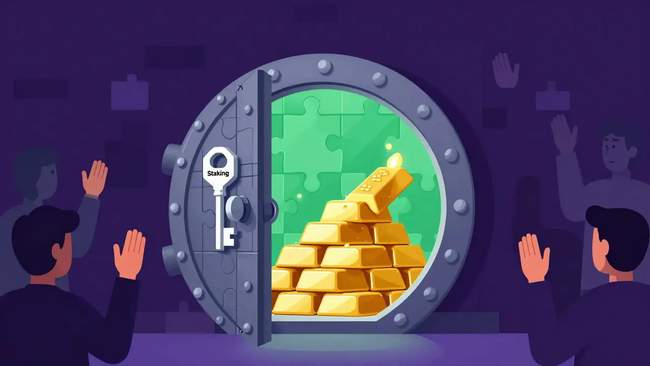 Vault with staking key and users voting for governance