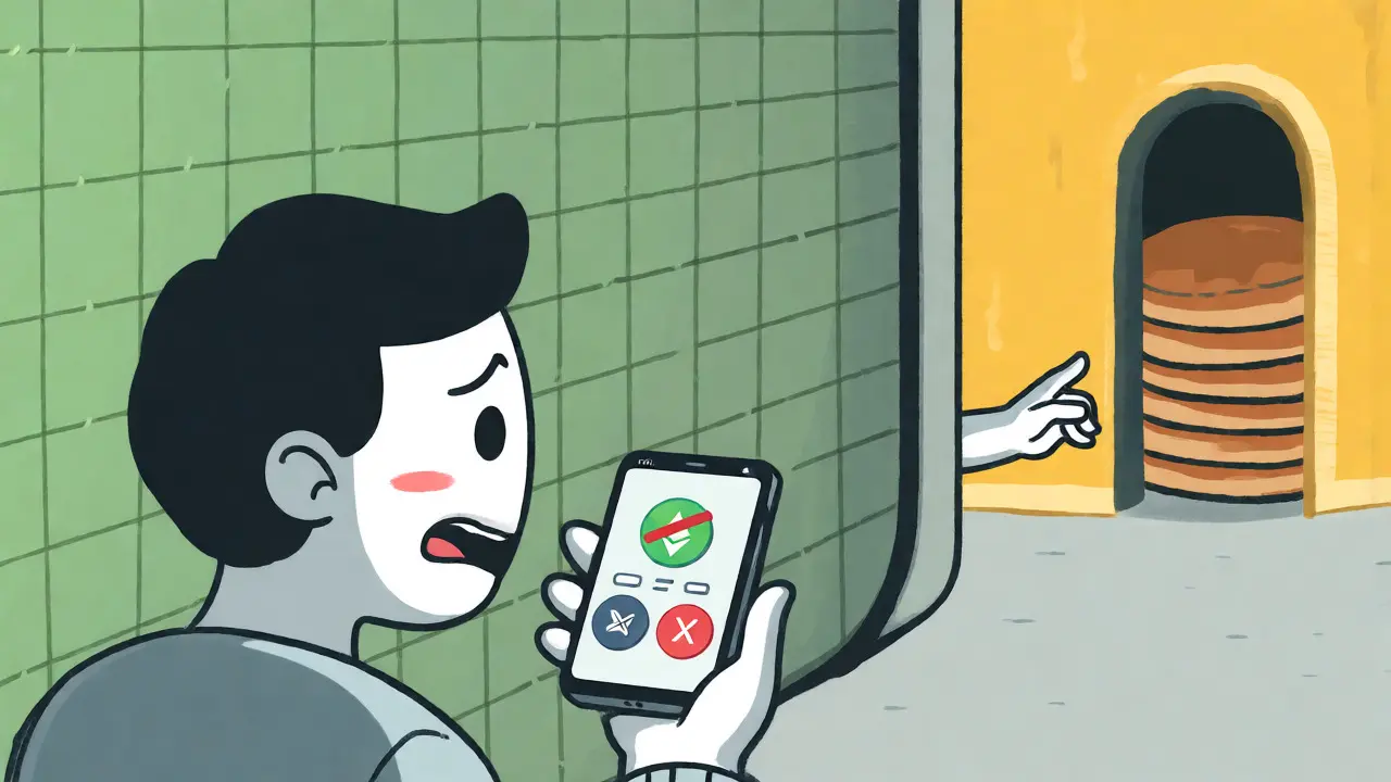 Confused user facing a wall between wallets, pointing to a pancake-shaped portal.