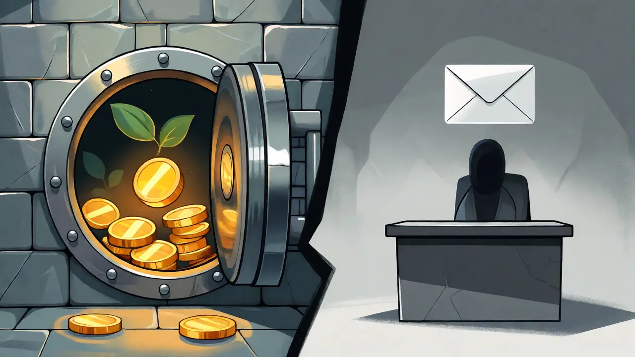 Illustration contrasting secure yield vaults with slow email support