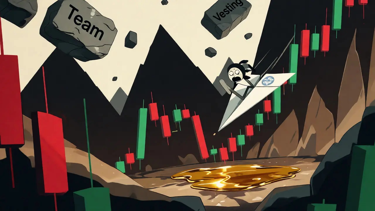 Illustration of volatile crypto price drop and low liquidity risks
