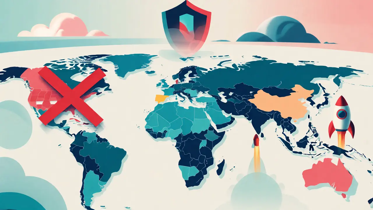 World map highlighting US exclusion and international trader access