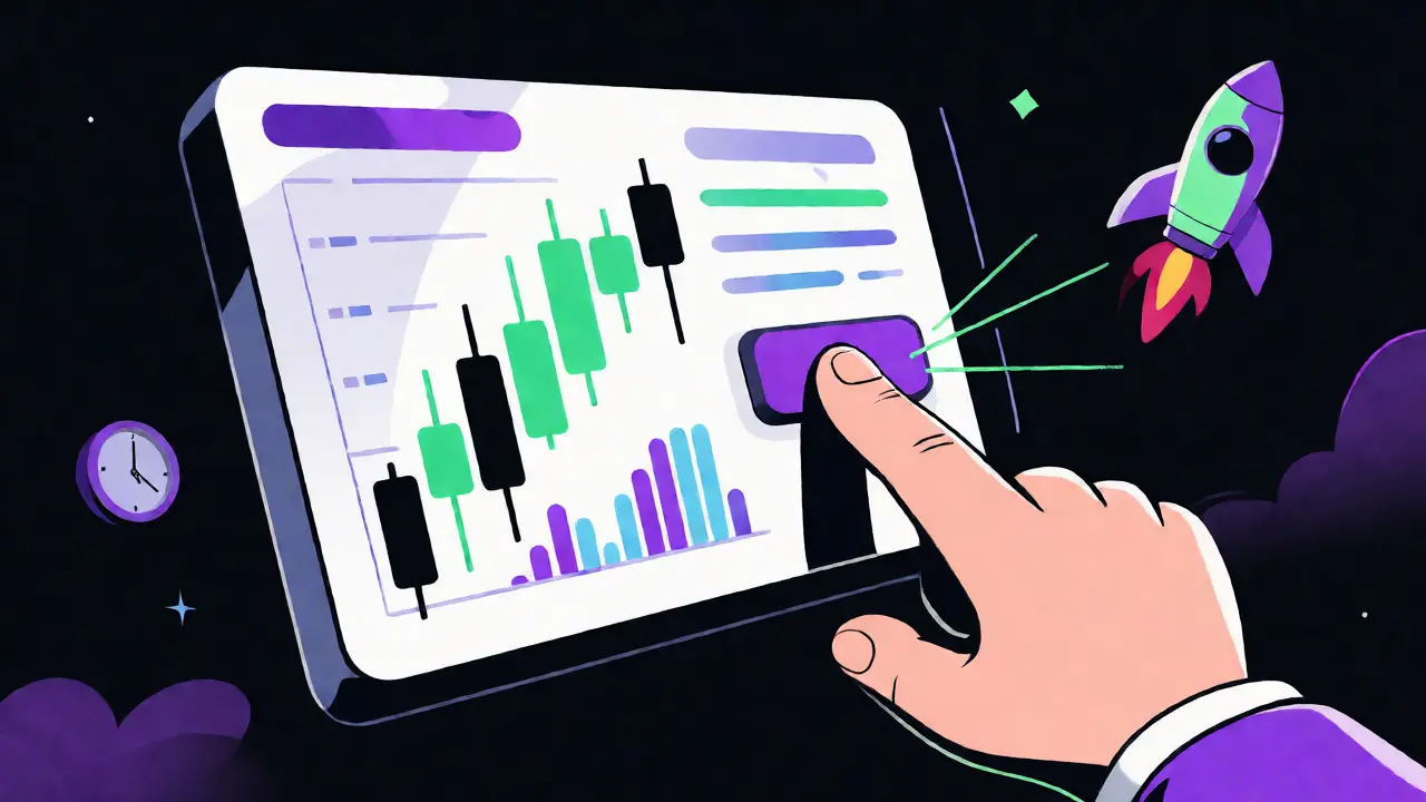 Abstract trading interface showing instant clicks and delayed withdrawals